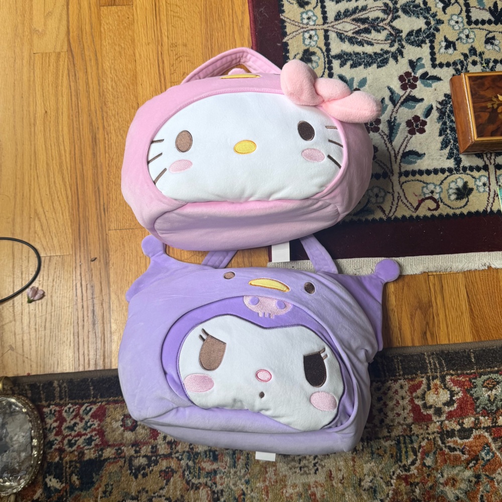 Hello kitty + Kuromi plush bags / baskets